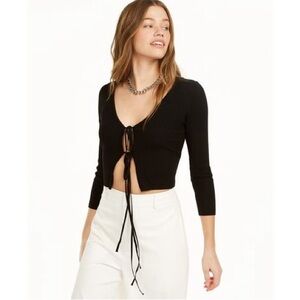 ✅ Danielle Bernstein Women's Tie-Front Cardigan Black Size Medium